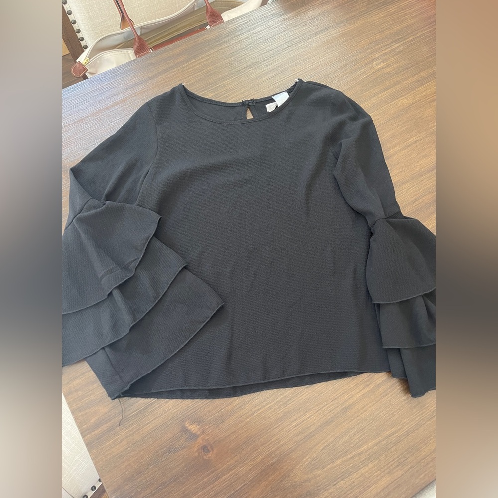 Chic Black Ruffle Sleeve Blouse